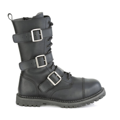 RIOT-12BK 12 Eyelet Unisex Steel Toe Ankle Boot, Rubber Sole