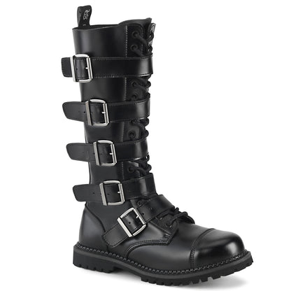 RIOT-18BK 18 Eyelet Unisex Steel Toe Knee Boot, Rubber Sole