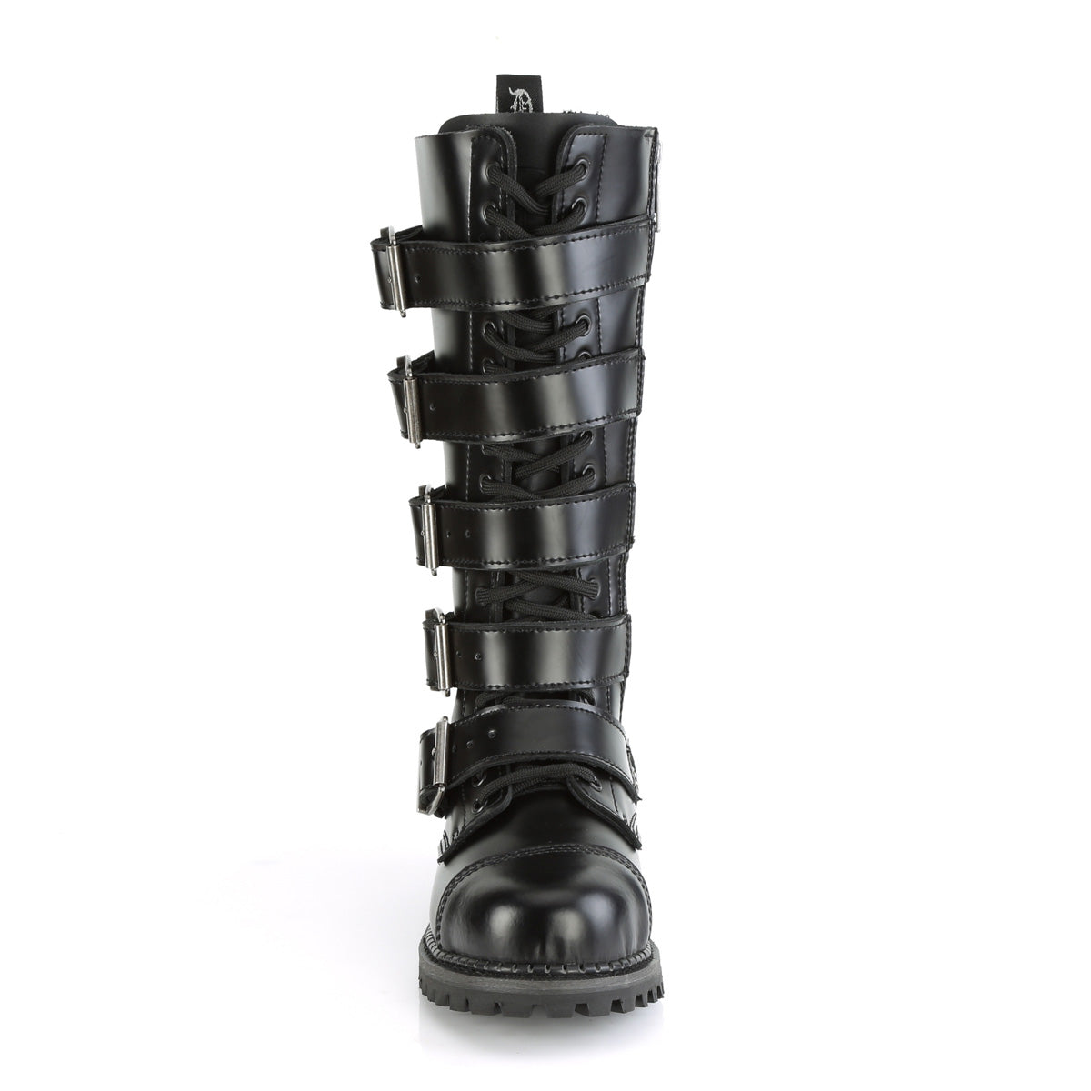 RIOT-18BK 18 Eyelet Unisex Steel Toe Knee Boot, Rubber Sole