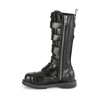 RIOT-18BK 18 Eyelet Unisex Steel Toe Knee Boot, Rubber Sole