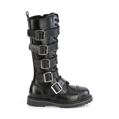RIOT-18BK 18 Eyelet Unisex Steel Toe Knee Boot, Rubber Sole