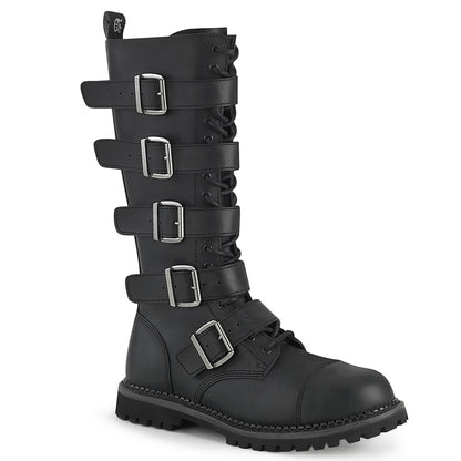RIOT-18BK 18 Eyelet Unisex Steel Toe Knee Boot, Rubber Sole