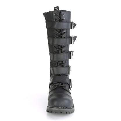 RIOT-18BK 18 Eyelet Unisex Steel Toe Knee Boot, Rubber Sole