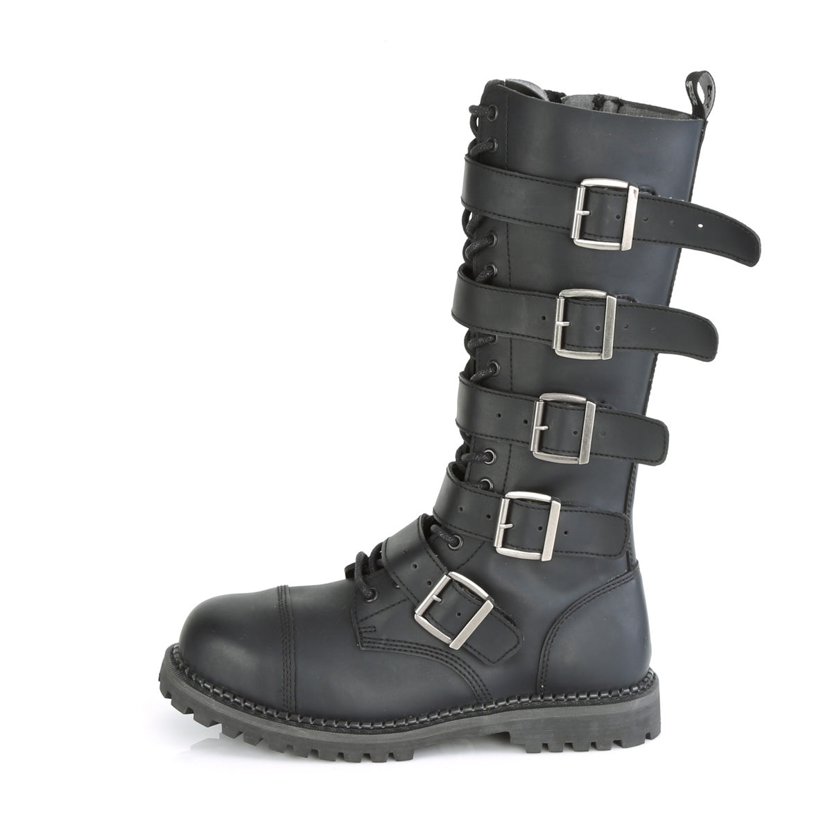 RIOT-18BK 18 Eyelet Unisex Steel Toe Knee Boot, Rubber Sole