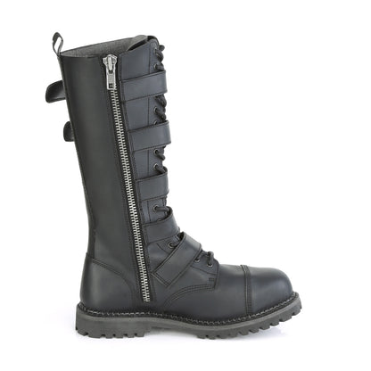 RIOT-18BK 18 Eyelet Unisex Steel Toe Knee Boot, Rubber Sole