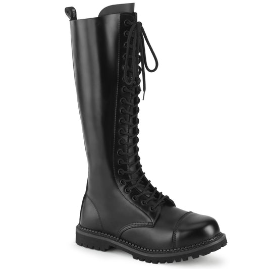 RIOT-20 20 Eyelet Unisex Steel Toe Knee Boot, Rubber Sole