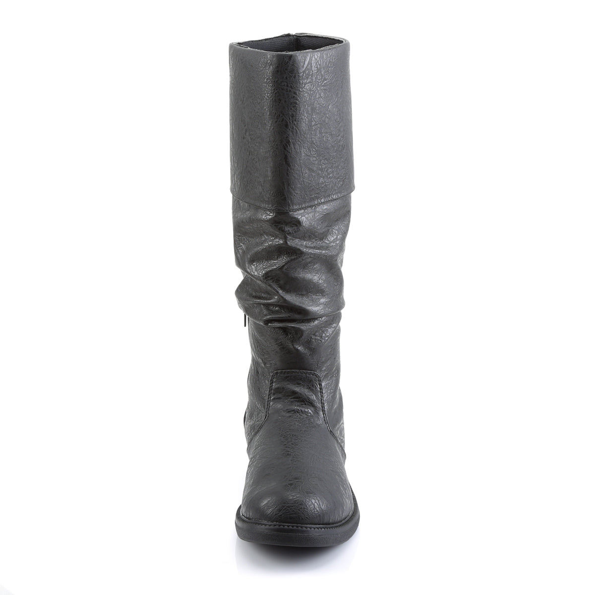 ROBINHOOD-100 1" Flat Heel, Cuffed Knee High Renaissance Boot, Side Zip