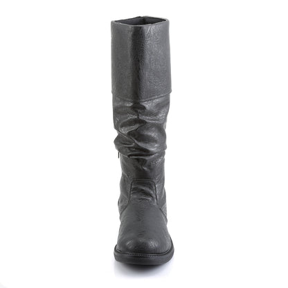 ROBINHOOD-100 1" Flat Heel, Cuffed Knee High Renaissance Boot, Side Zip