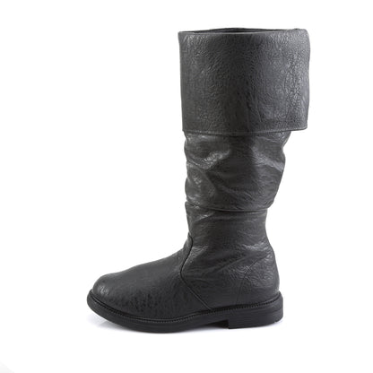 ROBINHOOD-100 1" Flat Heel, Cuffed Knee High Renaissance Boot, Side Zip