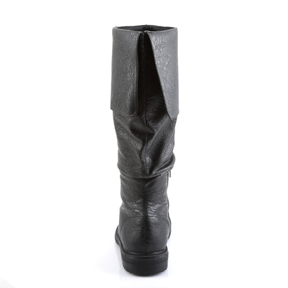 ROBINHOOD-100 1" Flat Heel, Cuffed Knee High Renaissance Boot, Side Zip