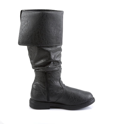 ROBINHOOD-100 1" Flat Heel, Cuffed Knee High Renaissance Boot, Side Zip
