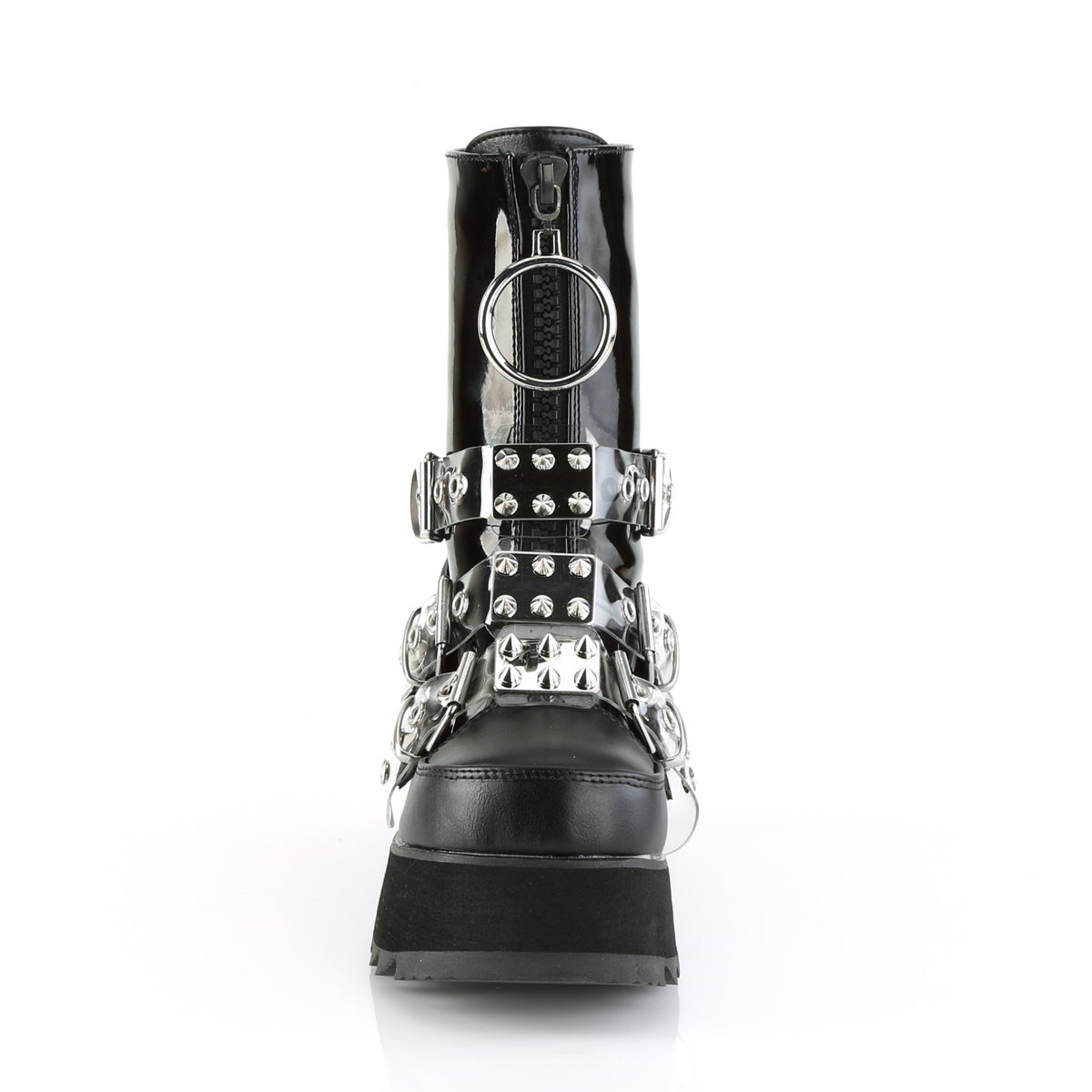 SCENE-51 *3 1/2" PF Mid-Calf Boot w/ 3 Buckle Straps, Front Zip