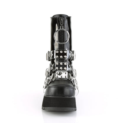SCENE-51 *3 1/2" PF Mid-Calf Boot w/ 3 Buckle Straps, Front Zip
