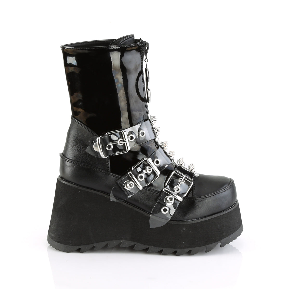 SCENE-51 *3 1/2" PF Mid-Calf Boot w/ 3 Buckle Straps, Front Zip