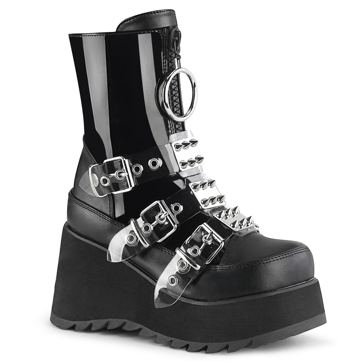 SCENE-51 *3 1/2" PF Mid-Calf Boot w/ 3 Buckle Straps, Front Zip