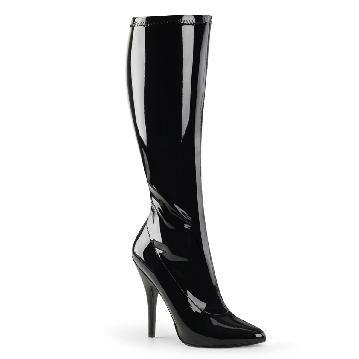 SEDUCE-2000 5" Plain Stretch Knee Boot, Side Zip