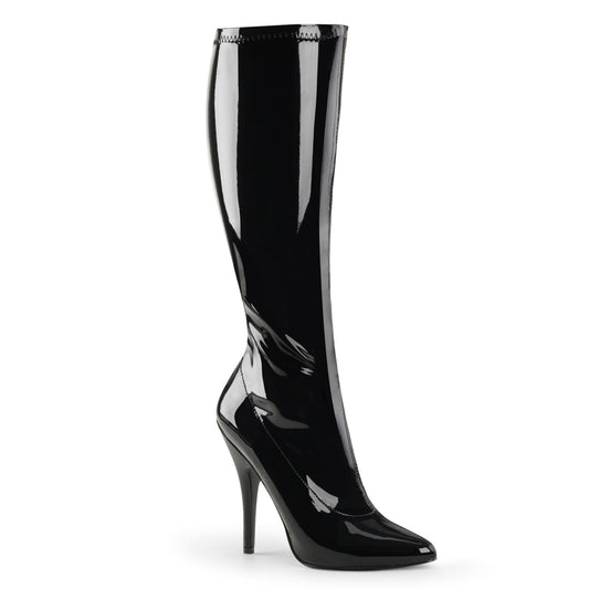 SEDUCE-2000 5" Plain Stretch Knee Boot, Side Zip