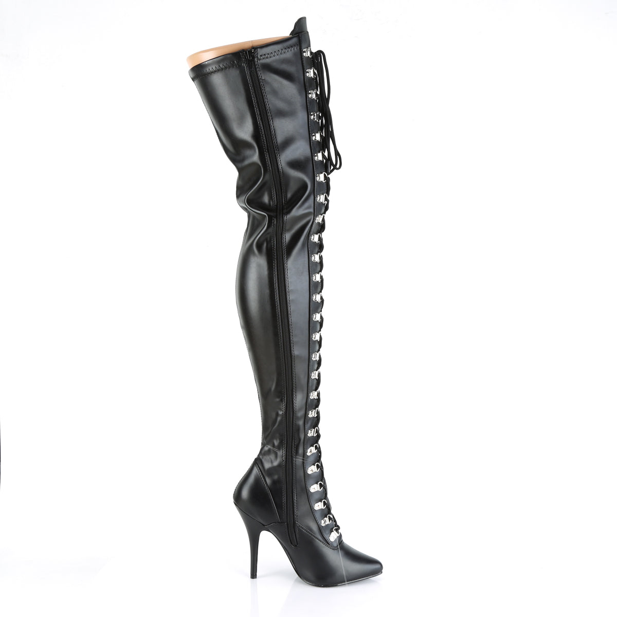 SEDUCE-3024 5" D-Ring Stretch Thigh BT, Side Zip