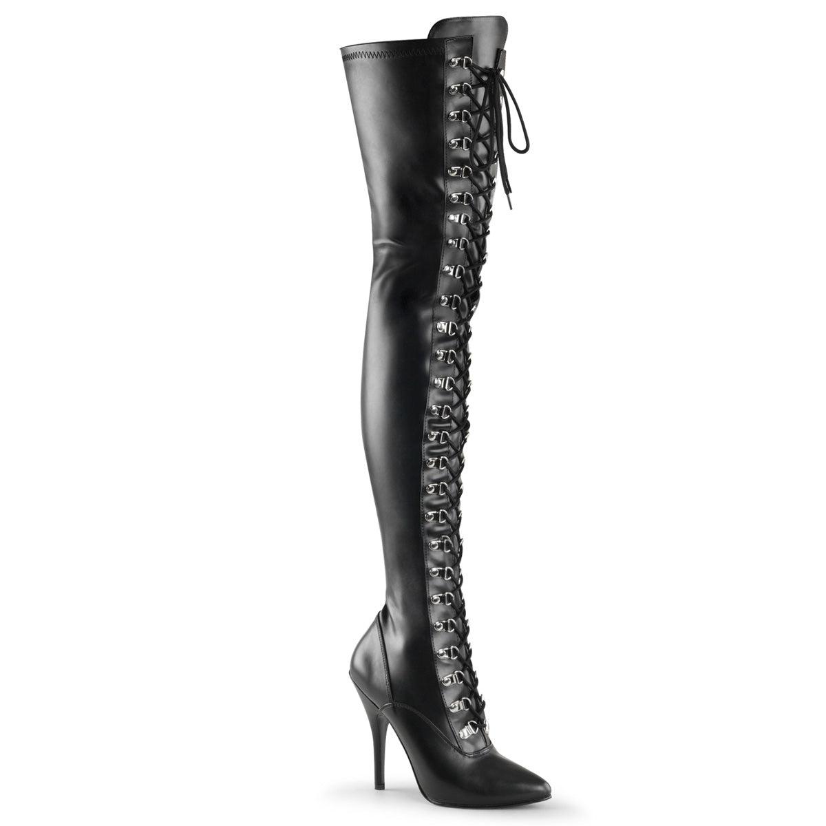 SEDUCE-3024 5" D-Ring Stretch Thigh BT, Side Zip