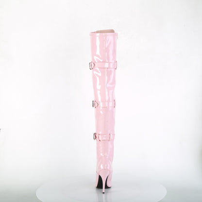 SEDUCE-3028 5" Heel Lace-Up Buckle Strap Stretch Thigh Boot, Side Zip