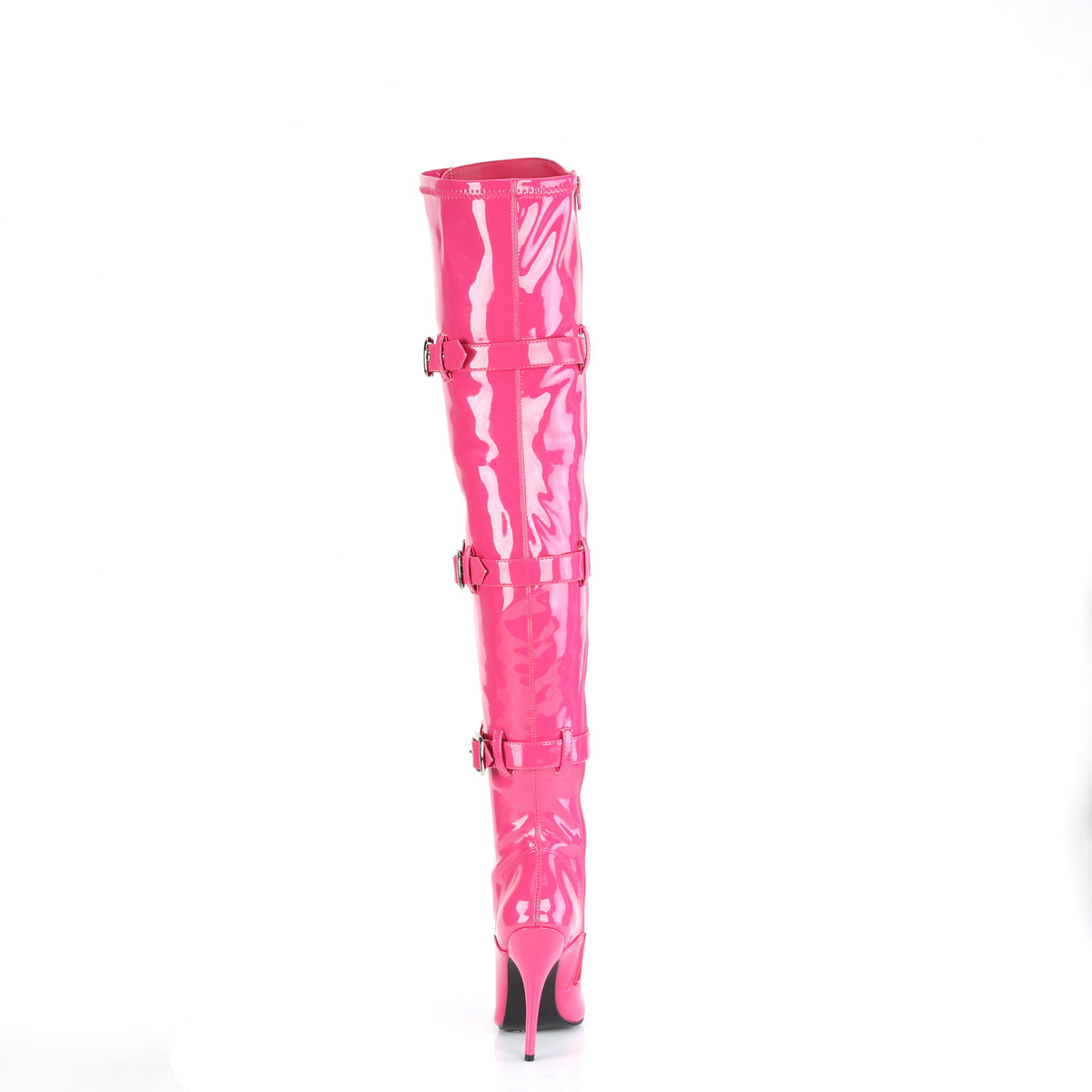 SEDUCE-3028 5" Heel Lace-Up Buckle Strap Stretch Thigh Boot, Side Zip