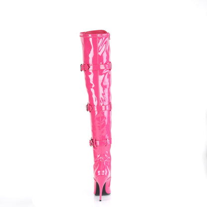 SEDUCE-3028 5" Heel Lace-Up Buckle Strap Stretch Thigh Boot, Side Zip