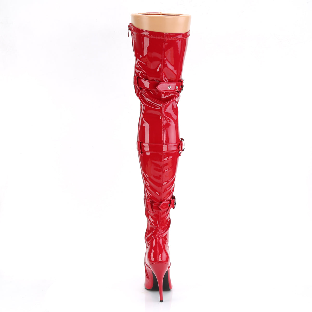 SEDUCE-3028 5" Heel Lace-Up Buckle Strap Stretch Thigh Boot, Side Zip