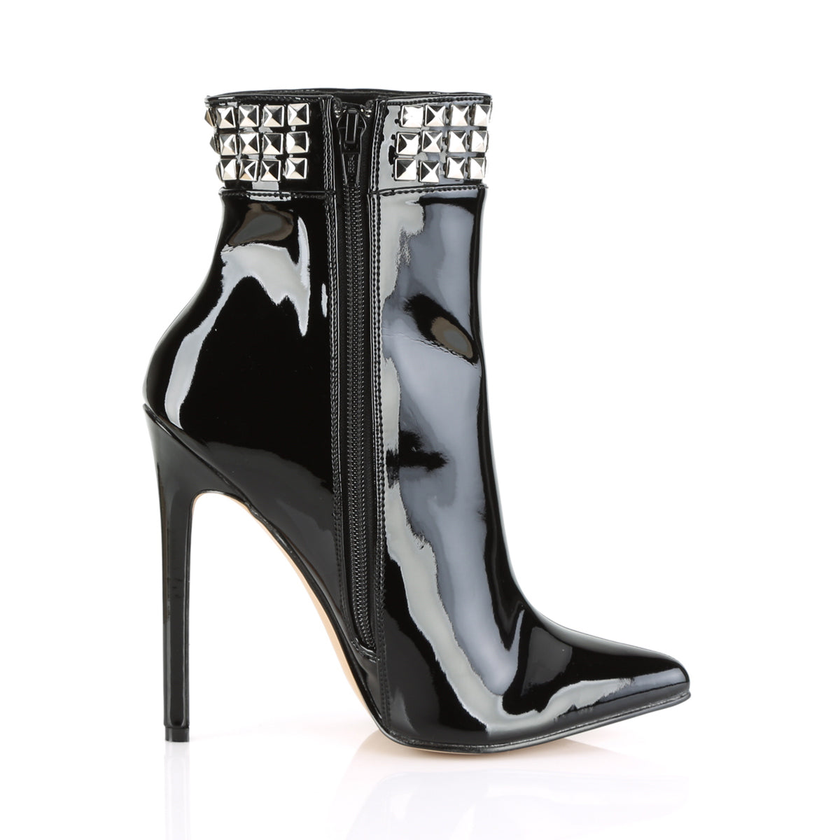 SEXY-1006 5" Heel Ankle Boot w/Metal Stud Detail, Side Zip