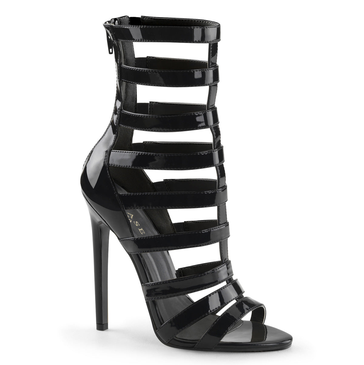 SEXY-52 5" Heel Closed Back Strappy Cage Sandal, Back Zip