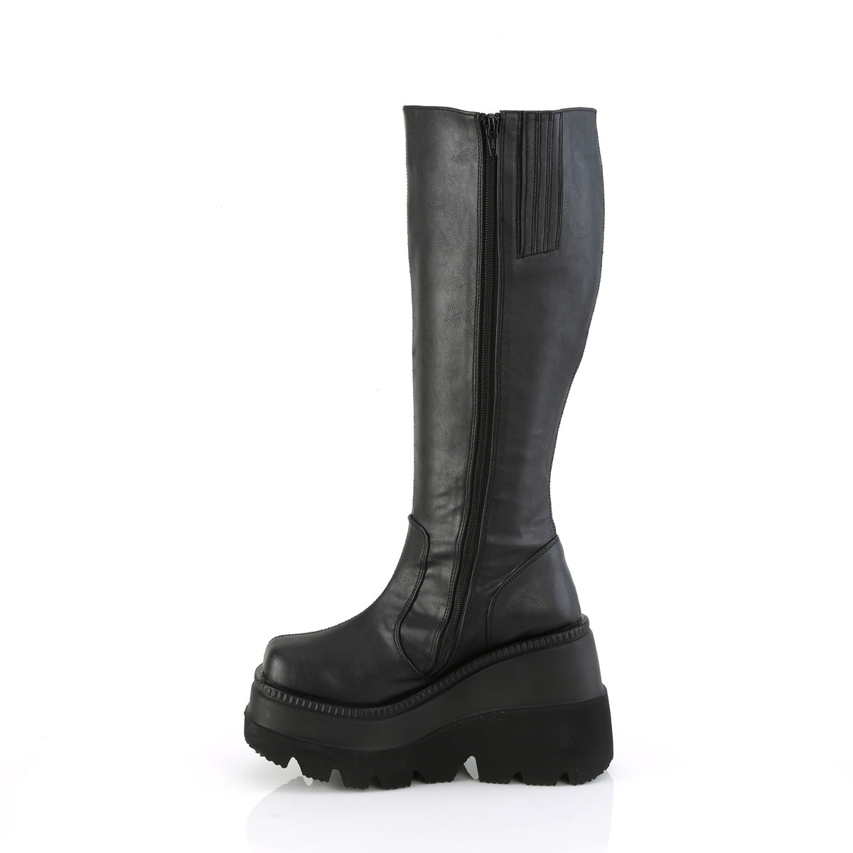 SHAKER-100WC 4 1/2" Wedge PF Wide Calf Knee High Boot, Inside Zip