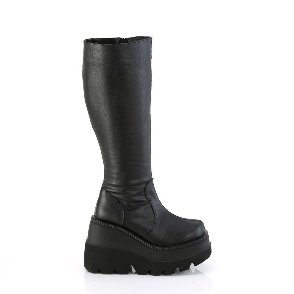 SHAKER-100WC 4 1/2" Wedge PF Wide Calf Knee High Boot, Inside Zip