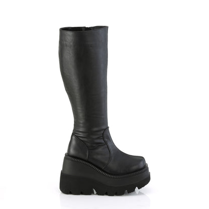 SHAKER-100WC 4 1/2" Wedge PF Wide Calf Knee High Boot, Inside Zip