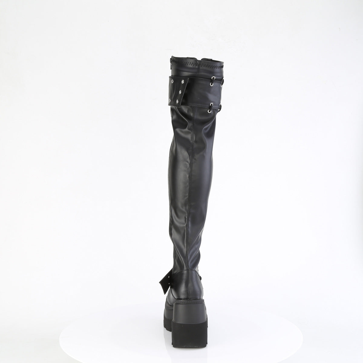 SHAKER-325 4 1/2" Wedge PF Lace-Up Stretch Thigh High Boot, Side Zip