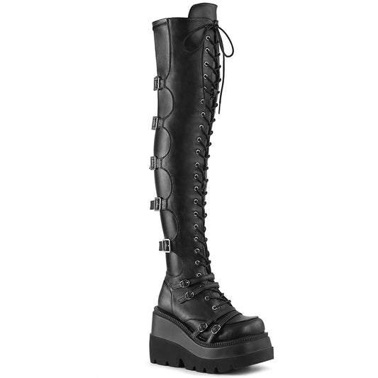 SHAKER-350 4 1/2" Wedge PF Lace-Up Over-The Knee Boot, Side Zip