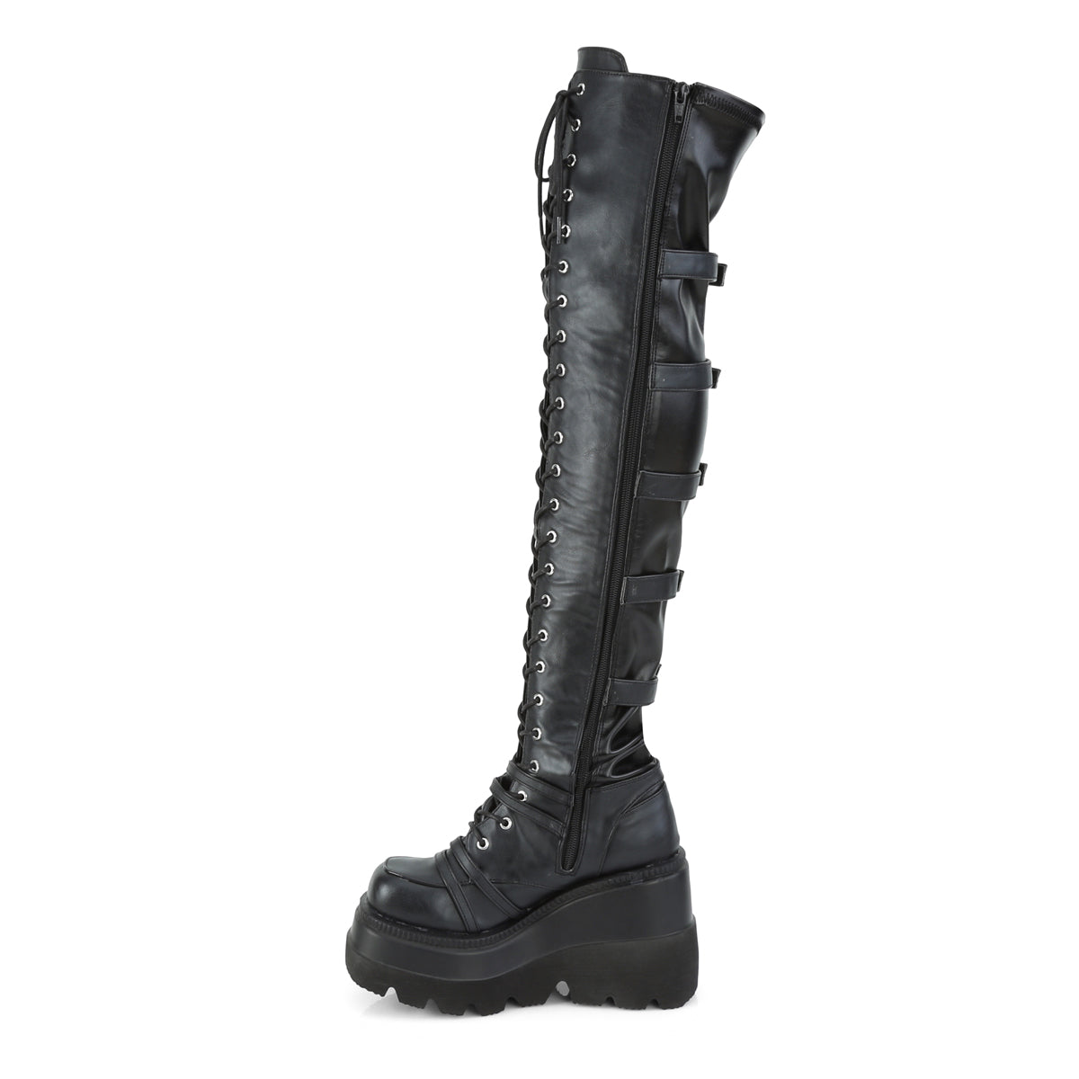 SHAKER-350 4 1/2" Wedge PF Lace-Up Over-The Knee Boot, Side Zip