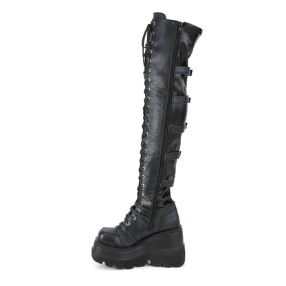 SHAKER-350 4 1/2" Wedge PF Lace-Up Over-The Knee Boot, Side Zip