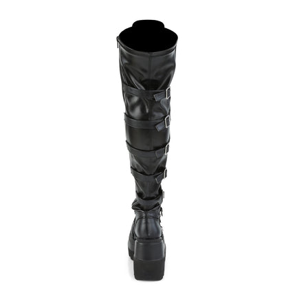SHAKER-350 4 1/2" Wedge PF Lace-Up Over-The Knee Boot, Side Zip