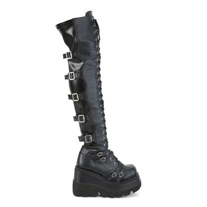 SHAKER-350 4 1/2" Wedge PF Lace-Up Over-The Knee Boot, Side Zip