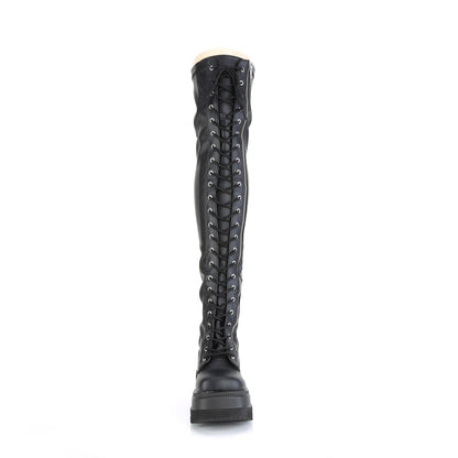 SHAKER-374 4 1/2" Wedge PF Lace-Up Thigh-High Boot, Outside Zip
