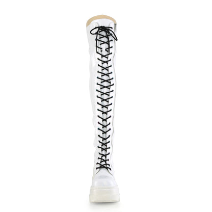 SHAKER-374 4 1/2" Wedge PF Lace-Up Thigh-High Boot, Outside Zip
