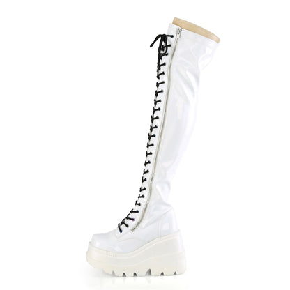 SHAKER-374 4 1/2" Wedge PF Lace-Up Thigh-High Boot, Outside Zip