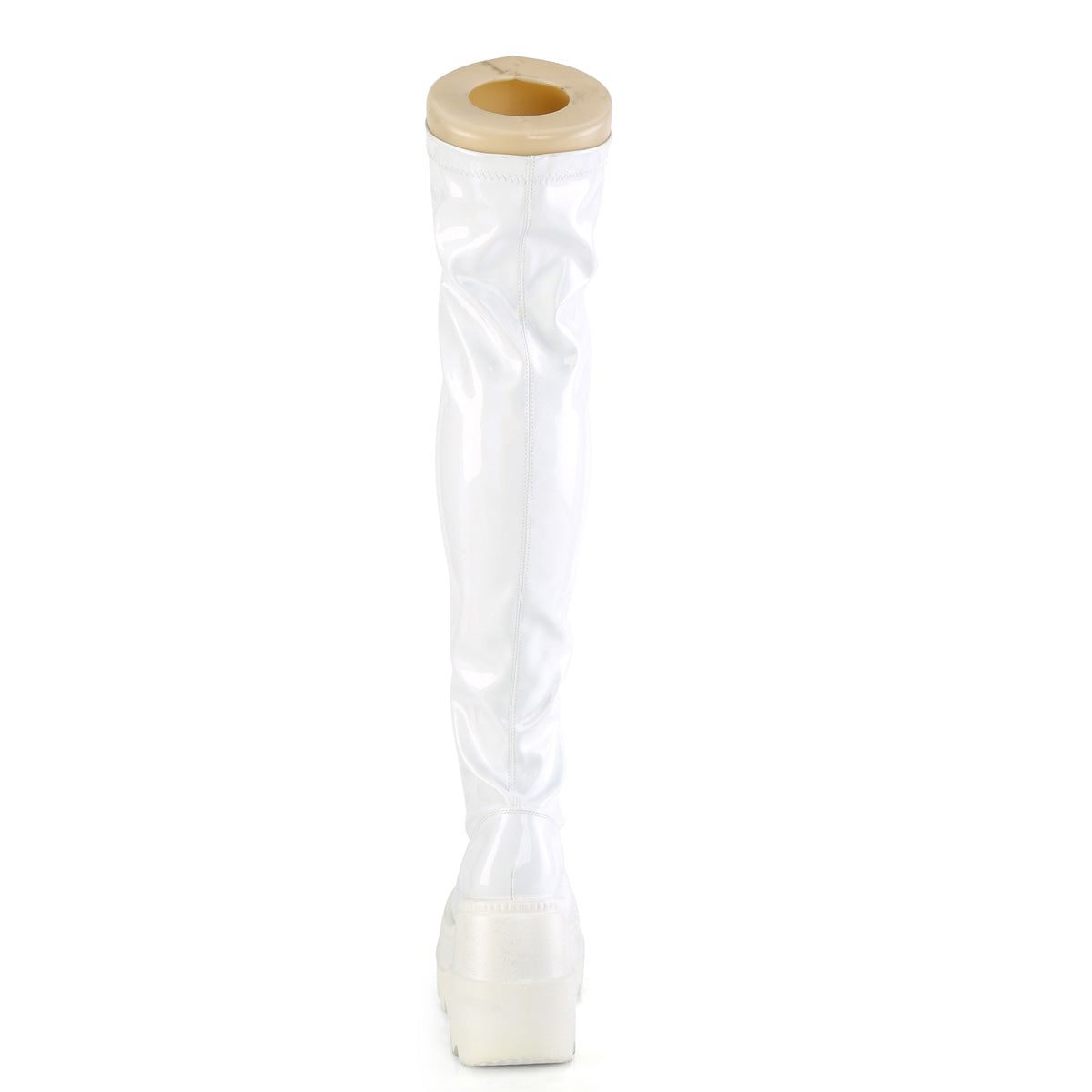 SHAKER-374 *4 1/2" Wedge PF Lace-Up Thigh-High Boot, Outside Zip