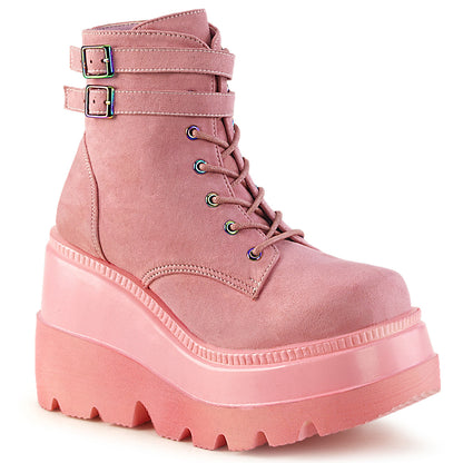 SHAKER-52 4 1/2" Wedge PF Lace-Up Ankle Boot, Side Zip