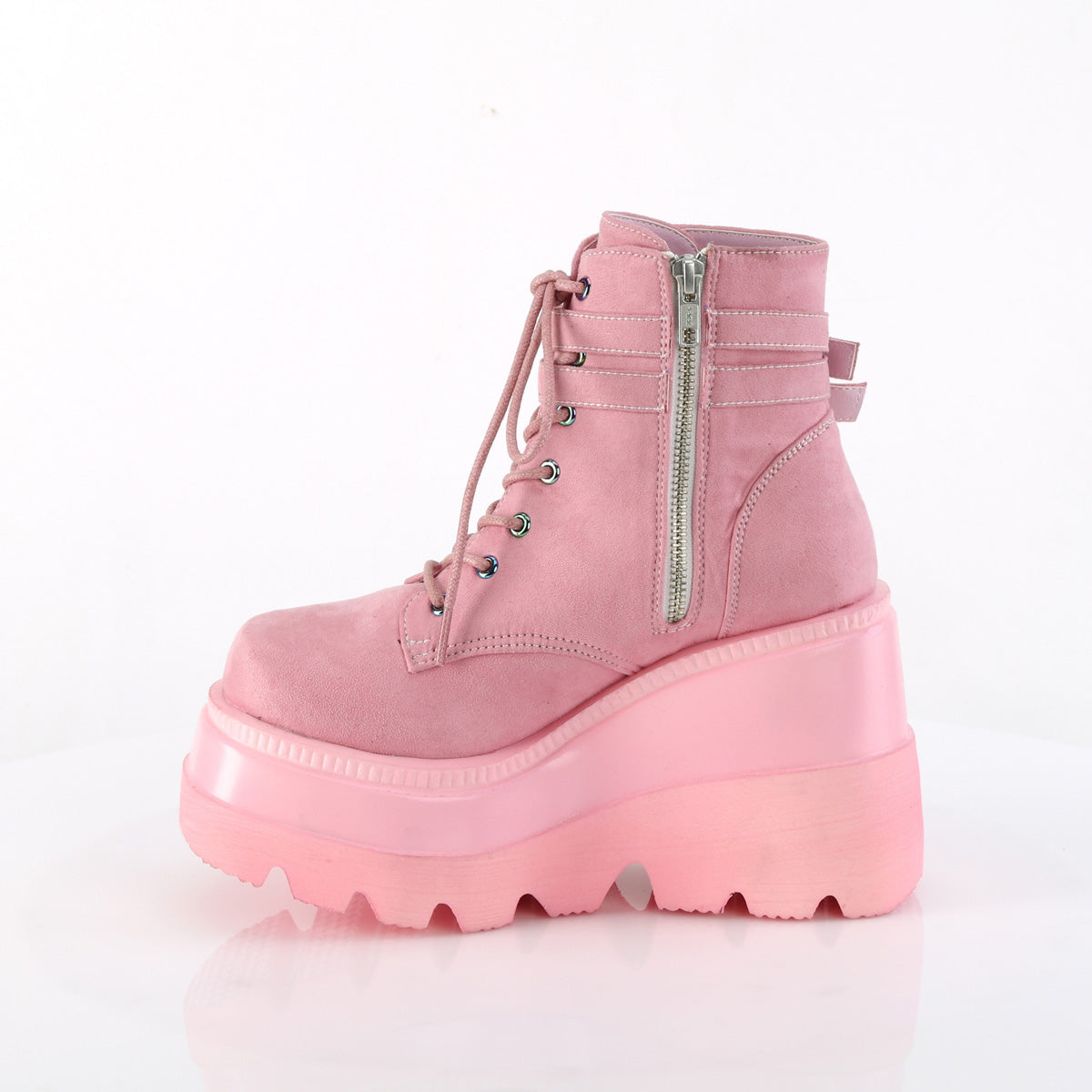 SHAKER-52 4 1/2" Wedge PF Lace-Up Ankle Boot, Side Zip