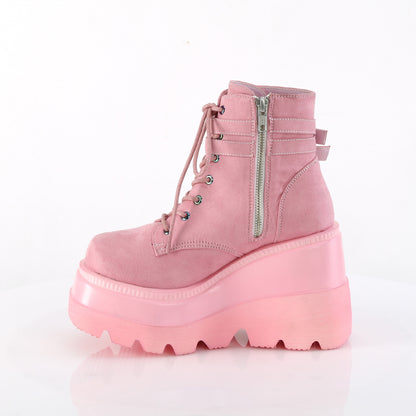 SHAKER-52 4 1/2" Wedge PF Lace-Up Ankle Boot, Side Zip