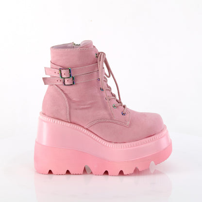 SHAKER-52 *4 1/2" Wedge PF Lace-Up Ankle Boot, Side Zip
