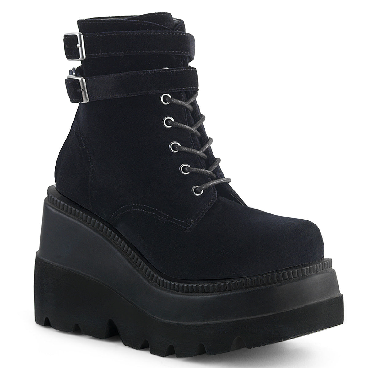 SHAKER-52 *4 1/2" Wedge PF Lace-Up Ankle Boot, Side Zip