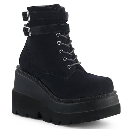 SHAKER-52 *4 1/2" Wedge PF Lace-Up Ankle Boot, Side Zip