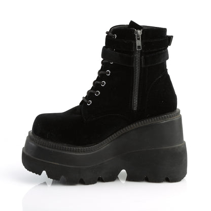 SHAKER-52 *4 1/2" Wedge PF Lace-Up Ankle Boot, Side Zip