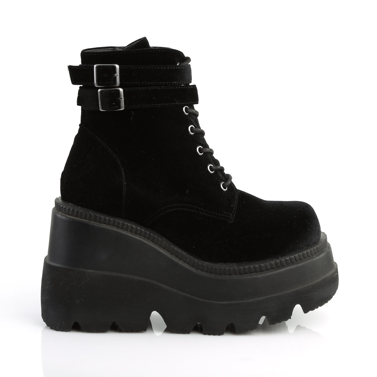 SHAKER-52 *4 1/2" Wedge PF Lace-Up Ankle Boot, Side Zip